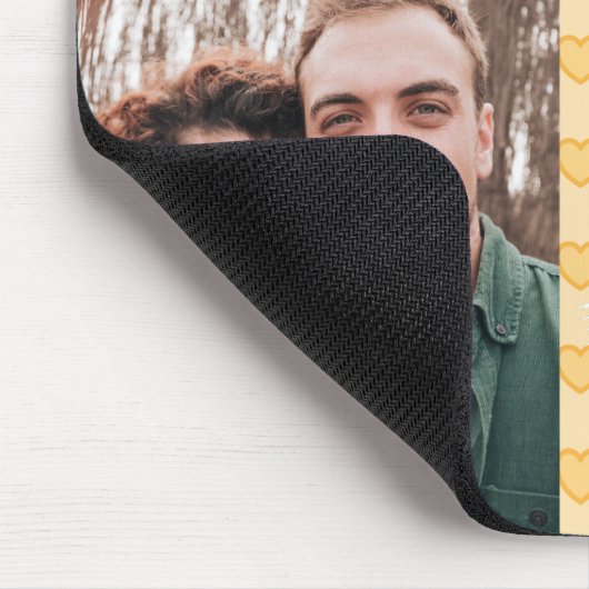 私はあなたを愛しているカップル写真コラージュ黄色のハート マウスパッド (コーナー)