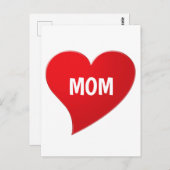 私はあなたを愛しているママ、赤いハートホワイト ポストカード (正面/裏面)