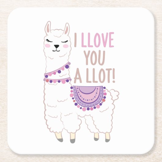 私はあなたを愛しているラマおもしろい- Llama スクエアペーパーコースター (正面)