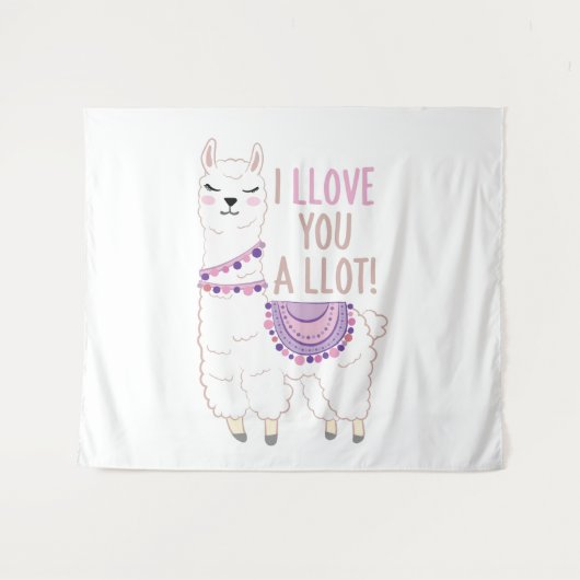 私はあなたを愛しているラマおもしろい- Llama タペストリー (正面(横))