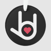 私はあなたを愛している黒いクリスマスの飾り オーナメント (正面)