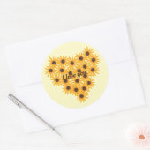 私はあなたを愛している、ひまわりハートシール ラウンドシール (封筒)