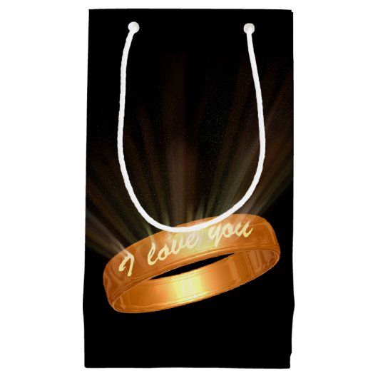 "私はあなたを愛している"ゴールデンリングや輪 スモールペーパーバッグ (正面)