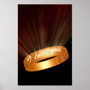 "私はあなたを愛している"ゴールデンリングや輪 ポスター