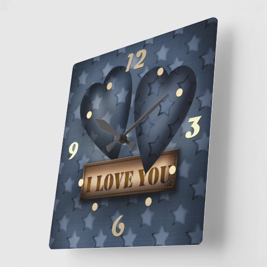 私はあなたを愛している スクエア壁時計 (傾斜)