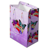 私はあなたを愛している |ハート、バラ、蝶 ミディアムペーパーバッグ (正面アングル)