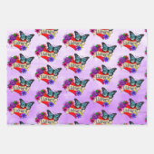 私はあなたを愛している |ハート、バラ、蝶 ラッピングペーパーシート (正面3)