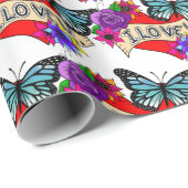 私はあなたを愛している |バレンタインデーのハートとバラ ラッピングペーパー (ロールコーナー)