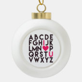 私はあなたを愛している – ロマンチックなアルファベット セラミックボールオーナメント (正面)