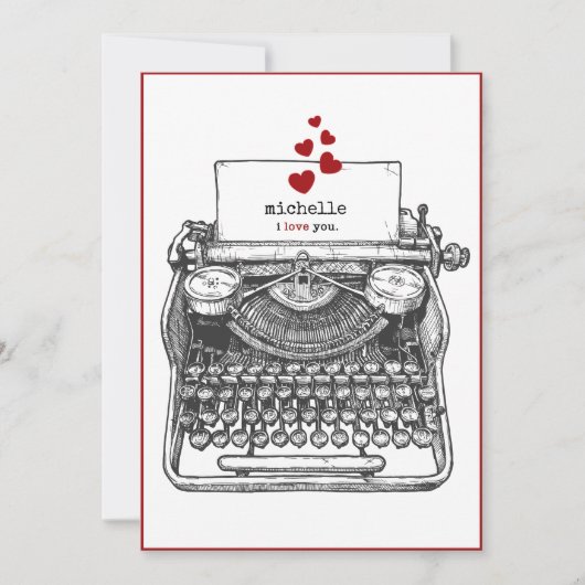 私はあなたを愛している | ヴィンテージタイプライター個人ラブノート シーズンカード (正面)