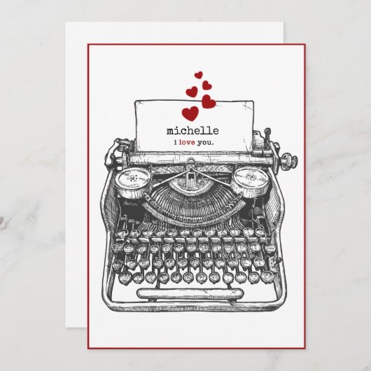 私はあなたを愛している | ヴィンテージタイプライター個人ラブノート シーズンカード (正面/裏面)