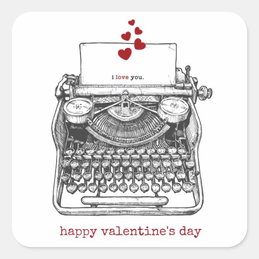 私はあなたを愛している |ヴィンテージタイプライター |バレンタイン スクエアシール (正面)