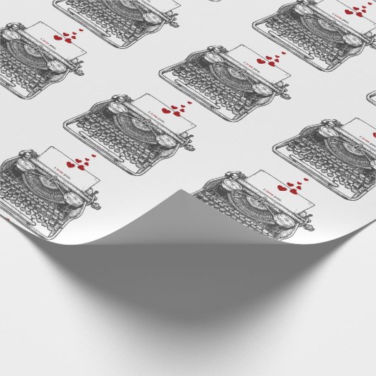 私はあなたを愛している |ヴィンテージタイプライター |バレンタイン ラッピングペーパー (角)