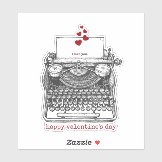 私はあなたを愛している |ヴィンテージタイプライター |ラブノート シール (シート)