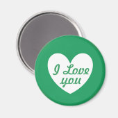 "私はあなたを愛している"白いハートケリーグリーン マグネット (正面/裏面)