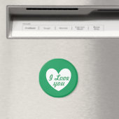 "私はあなたを愛している"白いハートケリーグリーン マグネット (インサイチュ (食洗機))