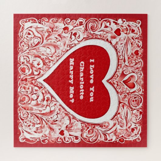 私はあなたを愛している |私の愛の赤と白ハートと結婚 ジグソーパズル (横)