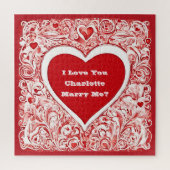 私はあなたを愛している |私の愛の赤と白ハートと結婚 ジグソーパズル (縦)