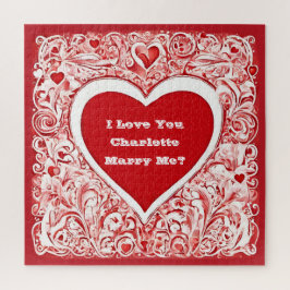 私はあなたを愛している |私の愛の赤と白ハートと結婚 ジグソーパズル