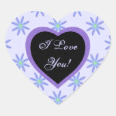 私はあなたを愛している：紫のデイジーとハートのシール ハートシール (正面)
