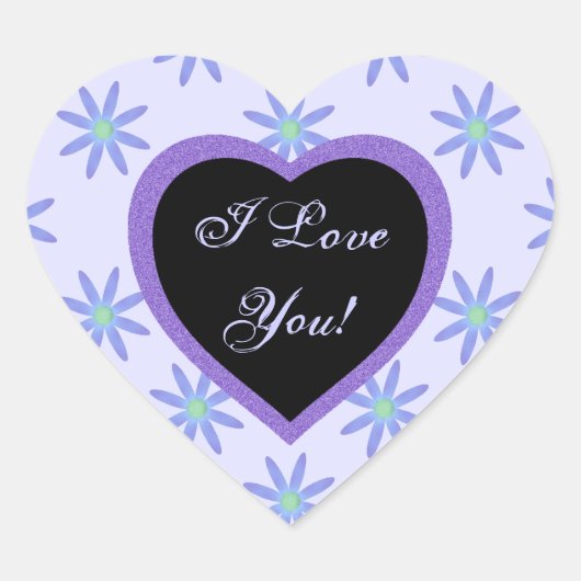 私はあなたを愛している:紫のデイジーとハートのシール ハートシール (正面)