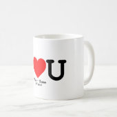 私はあなたを愛している:赤いハート名前をカスタムする&日付 コーヒーマグカップ (正面右)