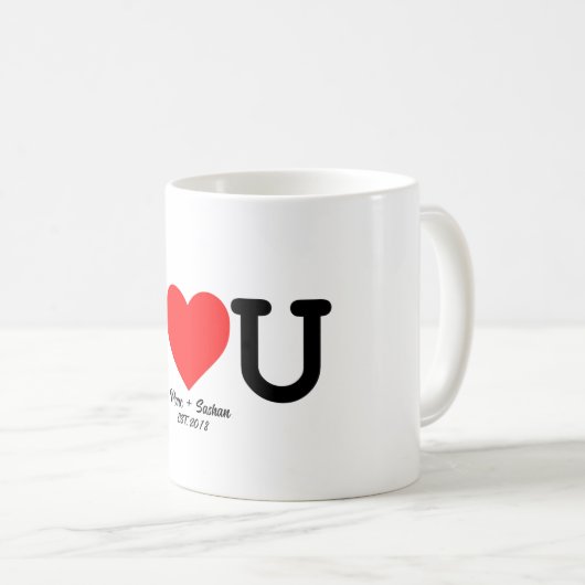 私はあなたを愛している:赤いハート名前をカスタムする&日付 コーヒーマグカップ (正面右)