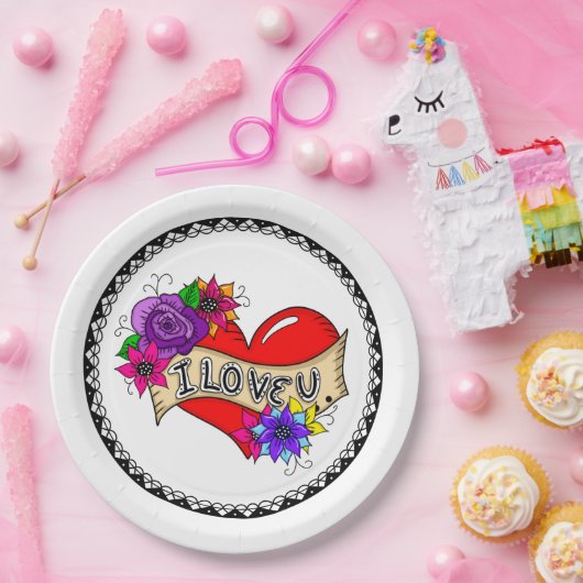 私はあなたを愛している |通りアートグラフィティアーバンハート ペーパープレート (パーティー)