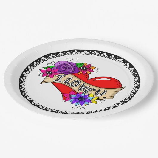 私はあなたを愛している |通りアートグラフィティアーバンハート ペーパープレート (アングル)