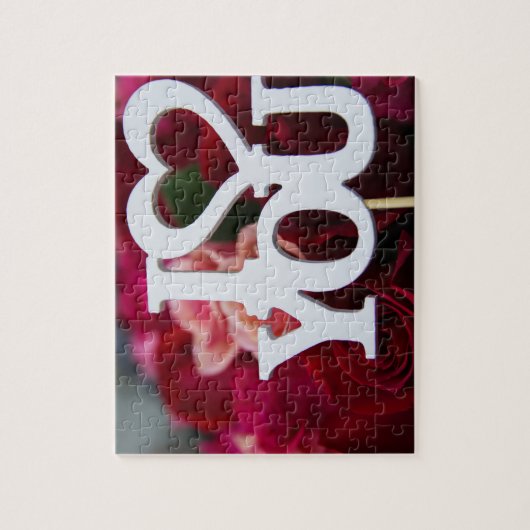 私はあなたを愛している | Red Rosesの文字ハートをブロック写真 ジグソーパズル (縦)