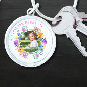 私はあなたを愛しているMOMMY写真カラフルフローラモダン キーホルダー