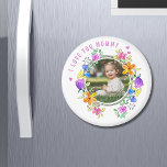 私はあなたを愛しているMOMMY写真カラフルフローラモダン マグネット<br><div class="desc">私は愛してあなたMOMMY写真カラフルフローラマモダングネットはカラフル水色の花のフローラリースに囲まれてお気に入りのあなたの写真を特徴とする。書パーソナライズされた字のタイポグラフィで「ママ大好きモダンよエレガントり」と書いた。誕生日、クリスマス、母の日などに最適。写真のヒント： Zazzleにアップロードする前に写真を中心に。©Evco Studio www.zazzle.com/store/evcostudioによる設計</div>