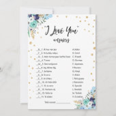 私はあなたを愛して世界のブライダルシャワーゲーム 招待状 (裏面)