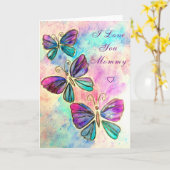 私はあなたを愛しモーミーカードカラフル蝶 カード (黄色い花)
