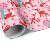 私はあなたを愛し非常にバレンタインの鹿パターン(の模様が)ある ラッピングペーパー (ロールコーナー)