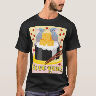 私はあなたを愛し、かわいいペットの齧歯動物カップル、寿司マキCH Tシャツ