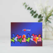 私はあなたを愛し、ハートガロールカラフルデザイン ポストカード (スタンド正面)