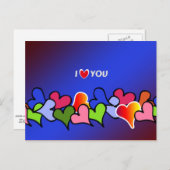 私はあなたを愛し、ハートガロールカラフルデザイン ポストカード (正面/裏面)