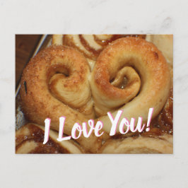 私はあなたを愛し、ハート型シナモンパン ポストカード