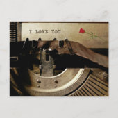 私はあなたを愛し、古いタイプライター赤いローズヴィンテージ手紙 ポストカード (正面)