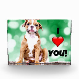 私はあなたを愛し、子犬の写真、アクリルのフォトブロック フォトブロック