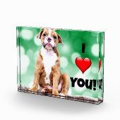 私はあなたを愛し、子犬の写真、アクリルのフォトブロック フォトブロック (右)