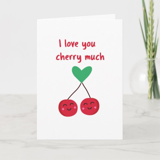 私はあなたを愛するさくらんぼおもしろい多くのバレンタインデー カード (正面)