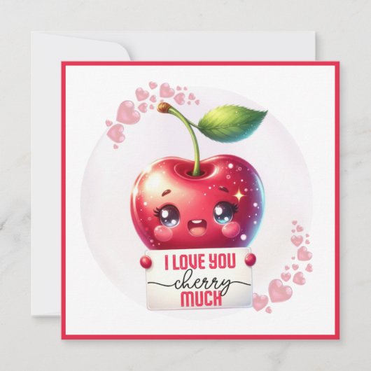 私はあなたを愛するさくらんぼカスタム多くのバレンタインデー シーズンカード (正面)