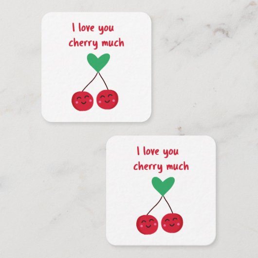 私はあなたを愛するさくらんぼマントルバレンタイン スクエア名刺 (正面/裏面)