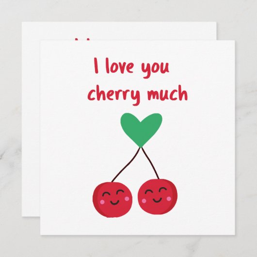 私はあなたを愛するさくらんぼマントルバレンタイン 招待状 (正面/裏面)