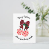 私はあなたを愛するさくらんぼ多くのバレンタインデーのスイーツギフト ポストカード (スタンド正面)