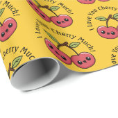 私はあなたを愛するさくらんぼ非常に可愛いおもしろい ラッピングペーパー (ロールコーナー)