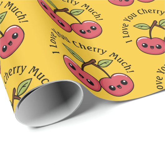私はあなたを愛するさくらんぼ非常に可愛いおもしろい ラッピングペーパー (ロールコーナー)