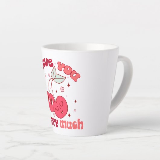 私はあなたを愛するさくらんぼ カフェラテマグ (右アングル)
